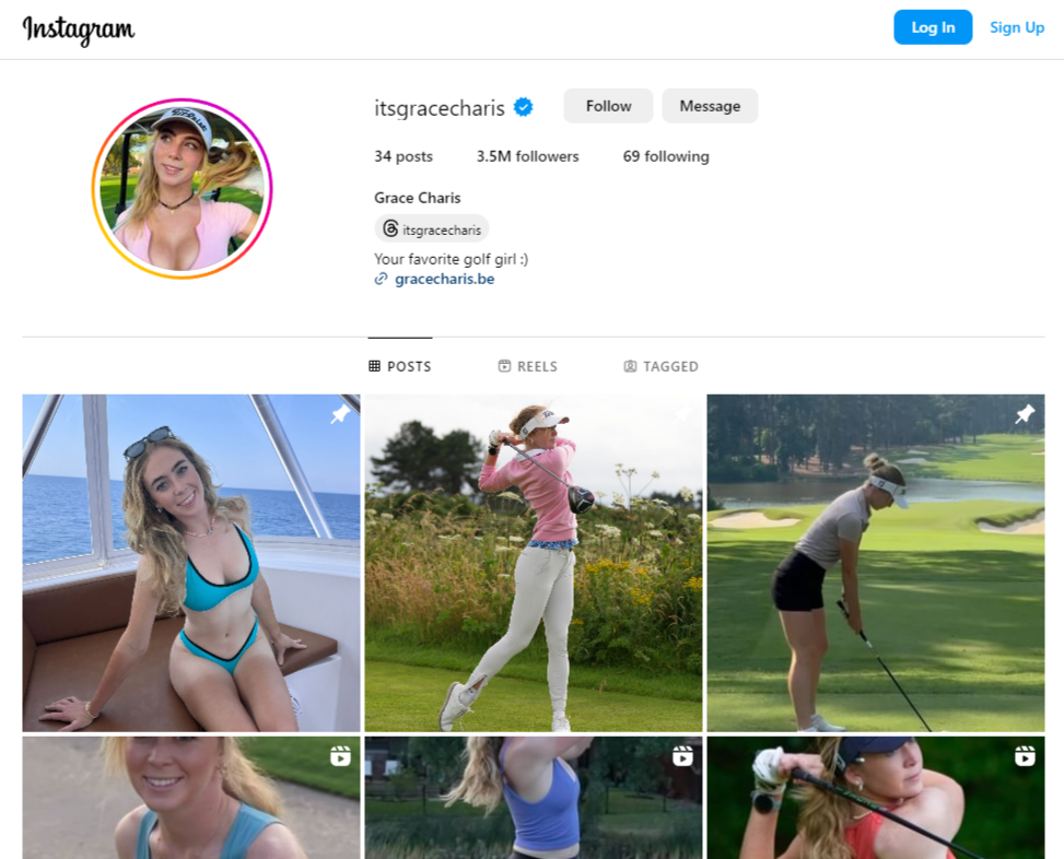 Grace Charis Instagram account